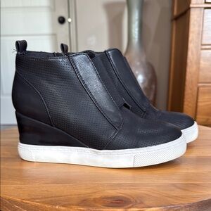 Black Wedge Zip Sneakers Size 7
